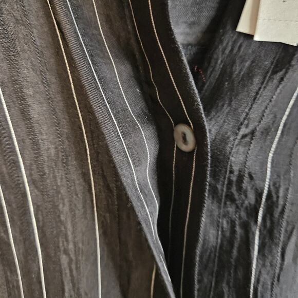 Vince Sheer Pop Over Sleeveless Blouse Stripes Drape Black Size XXXL - Picture 3 of 8